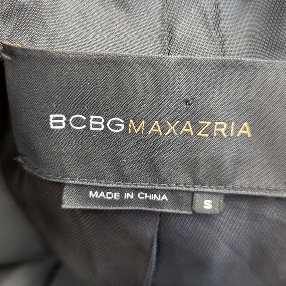 BCBG Max Azria Women's Black Leather Open Front Fringe Bikercore Jacket Size S - Picture 10 of 15